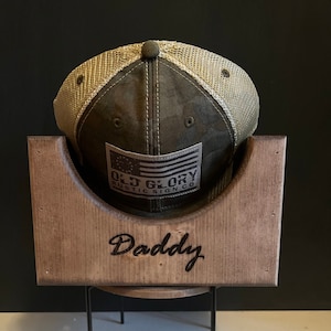Wooden Hat Holder Personalized Daddy Handcrafted Wooden Hat Storage ...