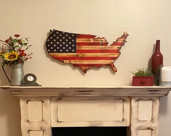 The Natural Wooden Continental Rustic USA flag