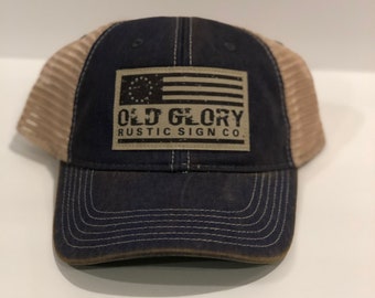 Old Glory Rustic Sign Co trucker ball cap