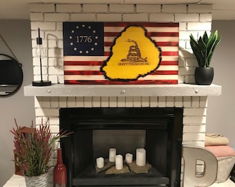 The Original Betsy Ross /Gadsden Don't Tread on Me, Subdued Gadsden, 1776 Betsy Ross Flag Art, Don't Tread on Me American Flag, Handcrafted