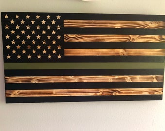 NEW* Thin Green Line Concealment Flag - American Flag Concealment Case