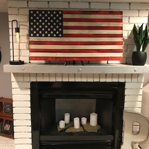 The Original American Wooden Flag Red, White and Blue, Rustic American Flag, Handcrafted, Subdued American Flag, Veteran Crafted, Flag Art