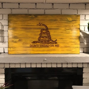 Gadsden Charred Rustic Flag Don&#39;t Tread on Me, Veteran Crafted, Subdued Flag, Wooden Gadsden Flag, Don&#39;t Tread on Me Wooden Flag