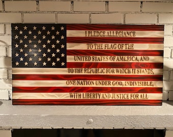 The Original Pledge of Allegiance Flag, Subdued American Flag, Veteran Crafted, Handcrafted, Flag Wall Art, Charred American Flag