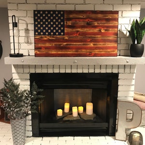 The Natural American Wooden Charred Flag, Rustic American Wooden Flag, Veteran Crafted, Patriotic Flag Wall Decor, Handcrafted, Flag Art