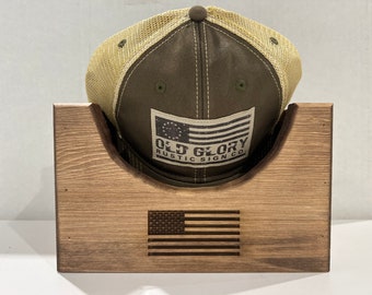 American Flag Wooden Hat holder Personalized Handcrafted Wooden Hat Storage Gift for dad gift for him fathers dad hat holder gift birthday g