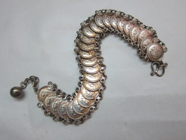 the coins are dated 1988 please see description Coin Bracelet Vintage Silver