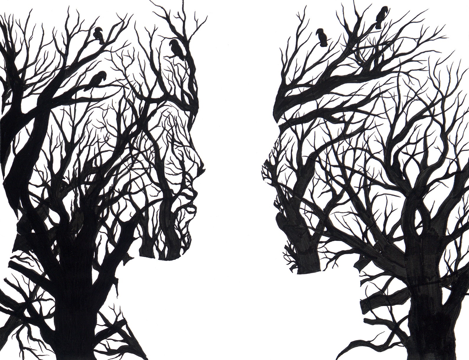 Faces in the Trees Original art Etsy