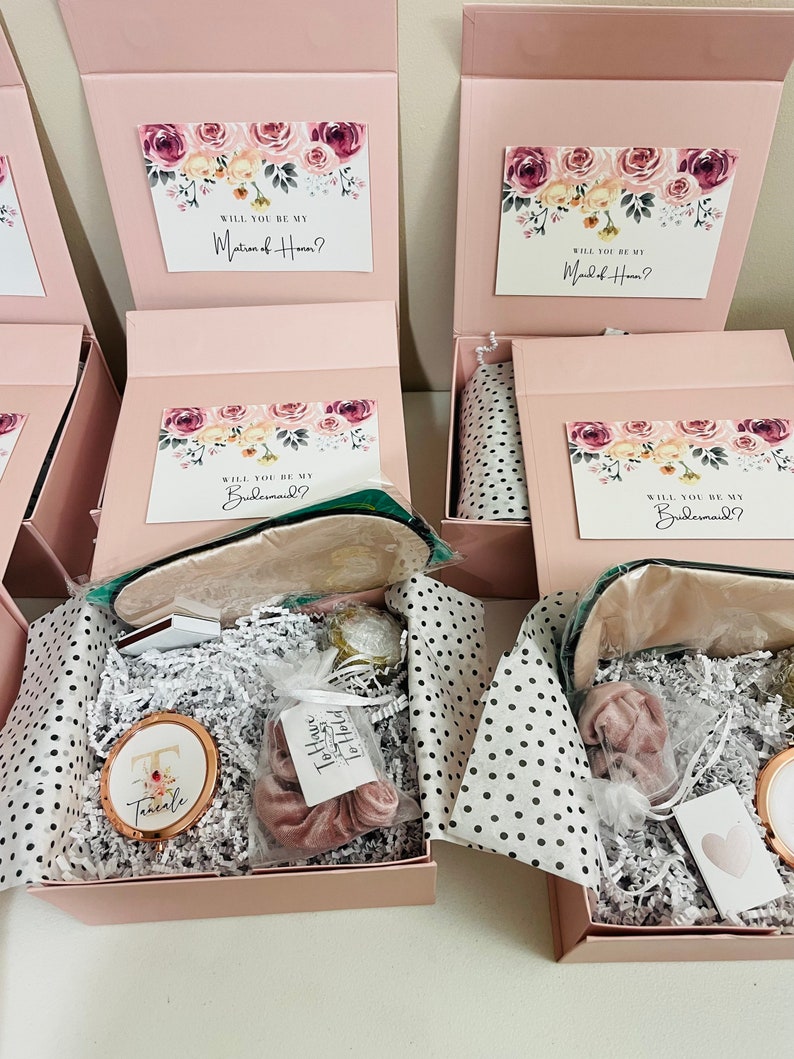 Personalized Bridesmaid Proposal Box Custom Name Care Package For Bridesmaids Bridal Party Gift Boxes Best/Modern Maid Of Honor Gift image 5