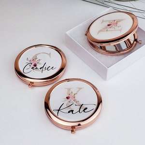 Compact Mirror Wedding Favors|Rose Gold Mirror| Compact Mirror Personalized |Bridesmaid Gifts| Pocket Mirror-Bridesmaid Proposal Gift