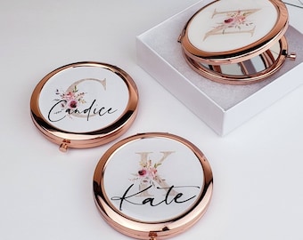 Compact Mirror Wedding Favors|Rose Gold Mirror| Compact Mirror Personalized |Bridesmaid Gifts| Pocket Mirror-Bridesmaid Proposal Gift
