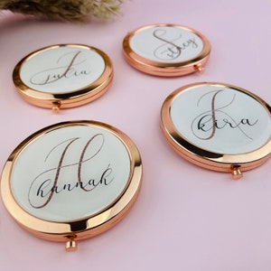 Bridesmaid Compact Mirror Personalized Compact Mirror Favor|Rose Gold Mirror-Bridesmaid Gifts