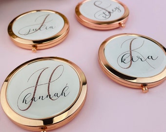 Bridesmaid Compact Mirror Personalized Compact Mirror Favor|Rose Gold Mirror-Bridesmaid Gifts