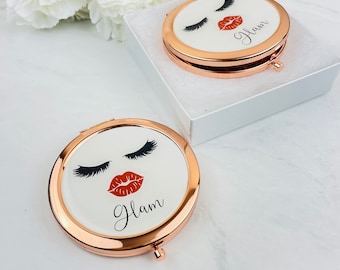 Compact Mirror Wedding Favors|Rose Gold Mirror| Compact Mirror Personalized |Bridesmaid Gifts| Pocket Mirror-Bridesmaid Proposal Gift