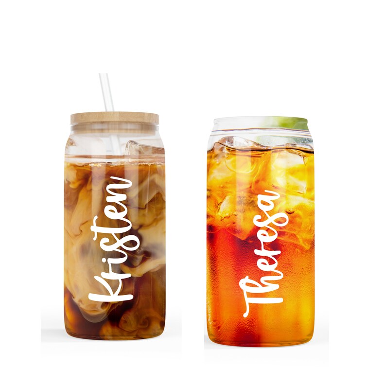 Personalized Iced Coffee Cupbridesmaids Giftglass Canglass Etsy