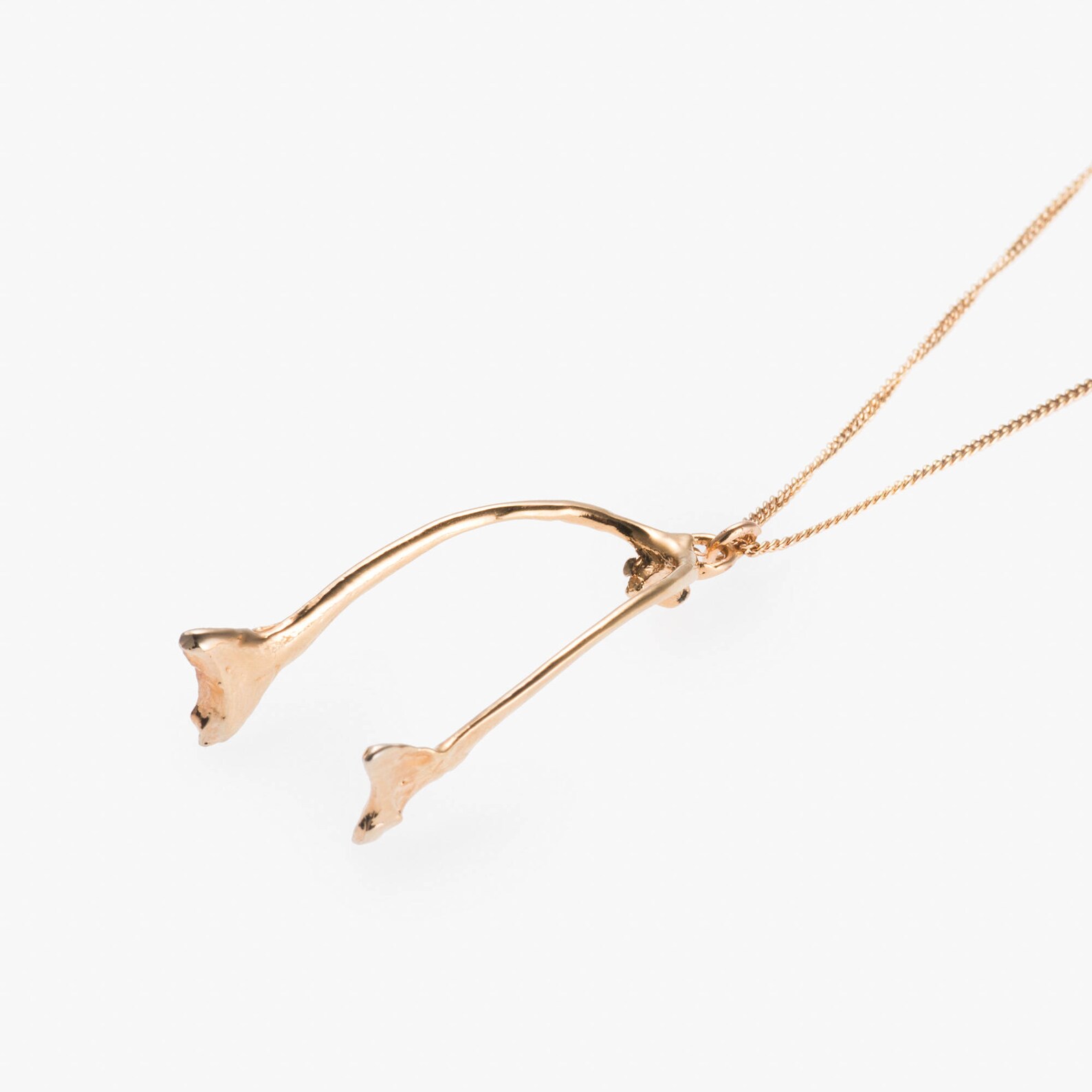 Rose Gold Crow Wishbone Necklace - Etsy Polska