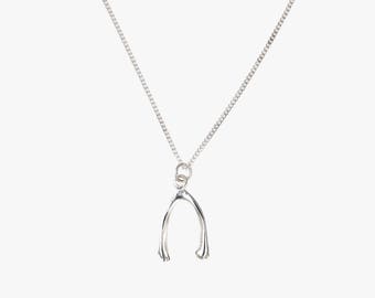 Silber Finch Wishbone Halskette