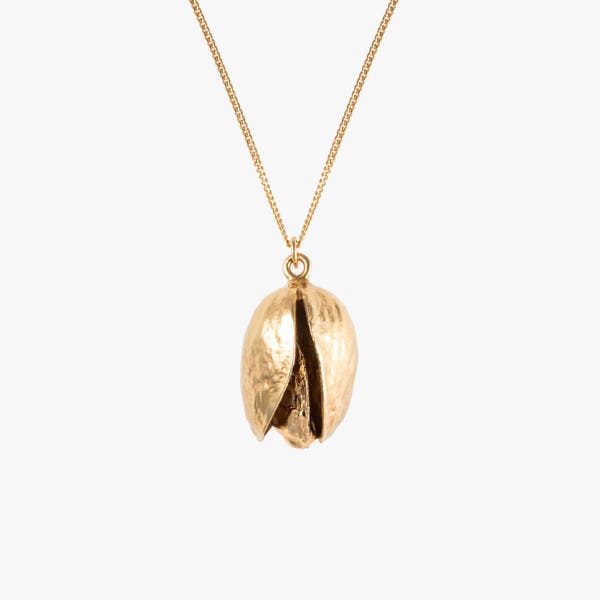 Gold Pistachio Nut Necklace