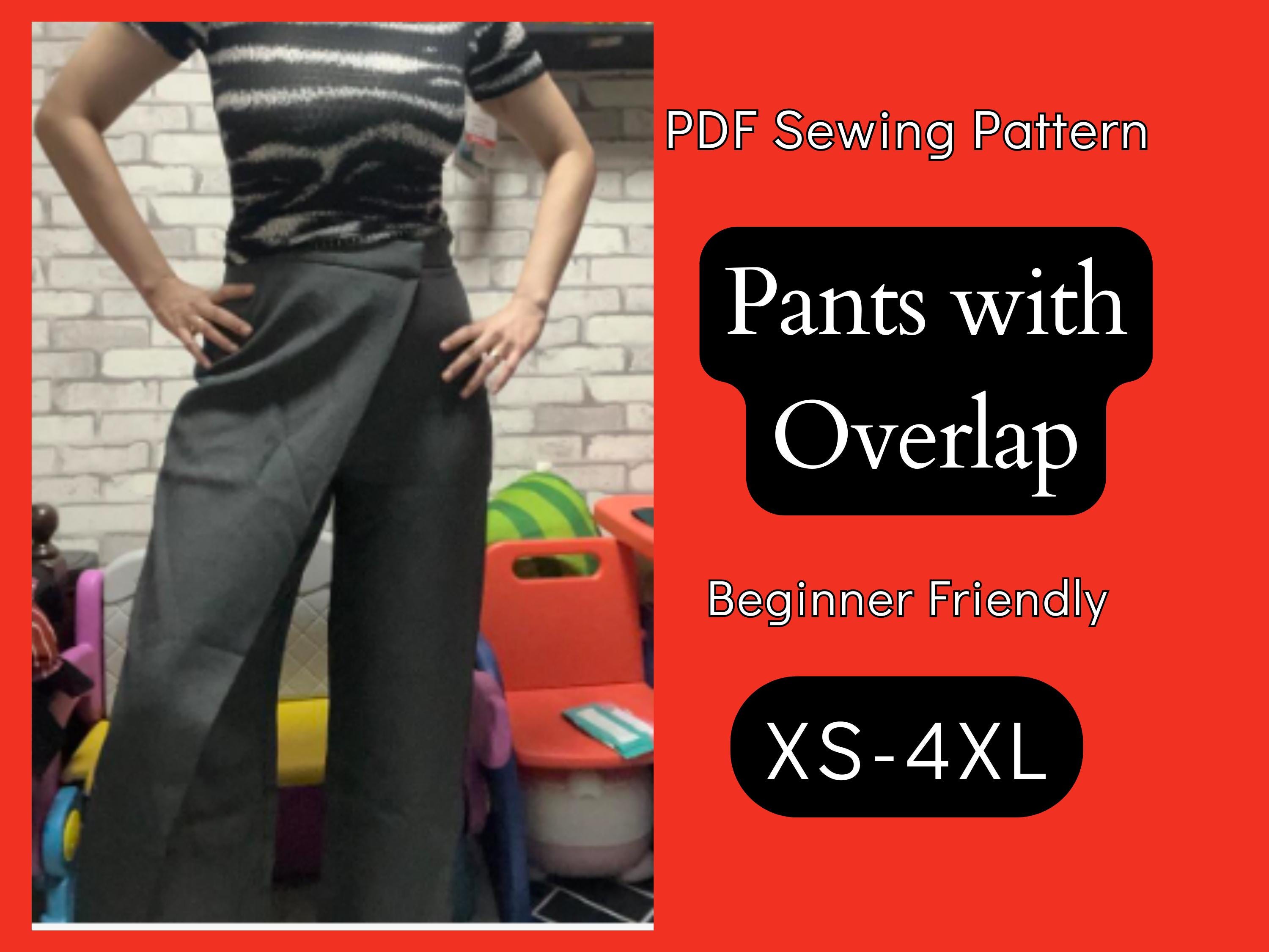 重ね合わせパンツの縫製パターン XS-4XL: ストレートレッグトラウザー