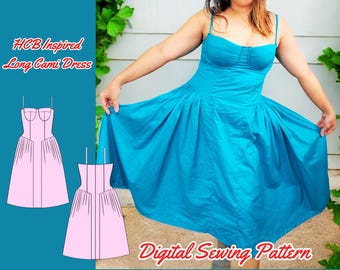Midi Dress Sewing Pattern: With Pocket, Side Flare, Godet , Party Dress Pattern (PDF XS-4XL)