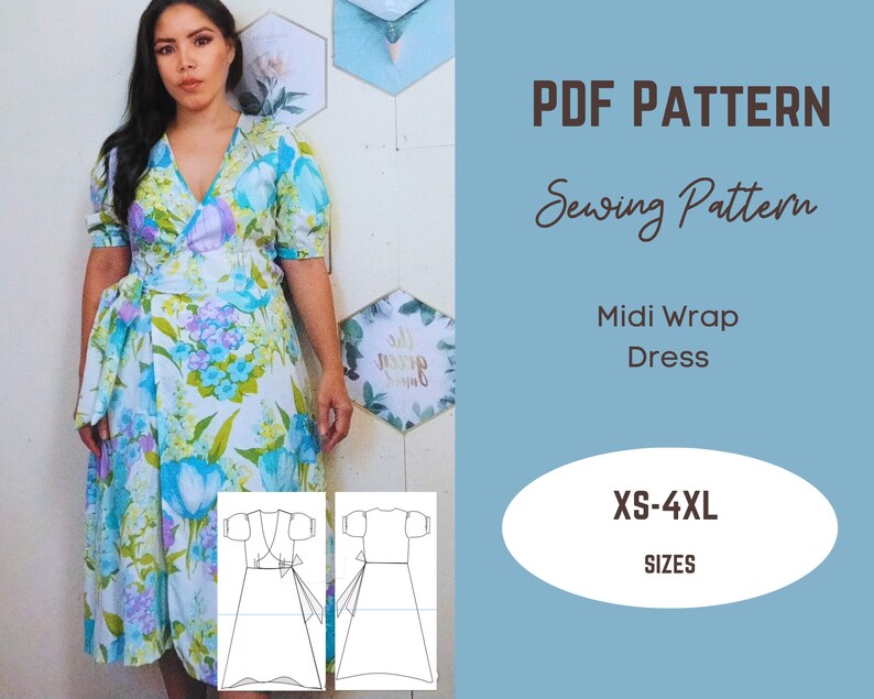 Sew In Love Full Size Printed Surplice Three-Quarter Sleeve Dress
