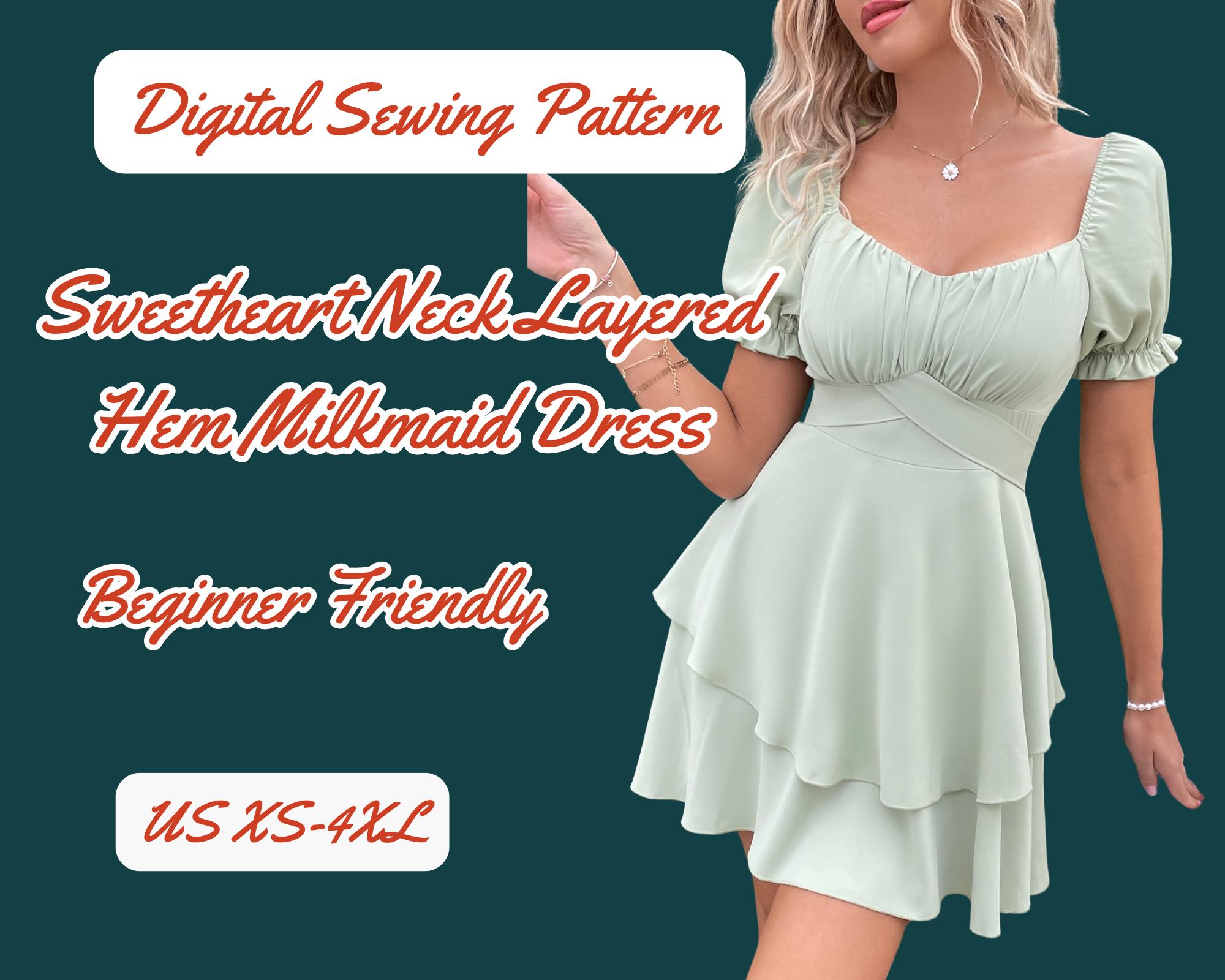 Dress Sewing Pattern, Double Layer Skirt, PDF, Tie Back Puff, Sleeve XS-4XL Party Dress Easy to Sew, Sweetheart Neck Dress, Template Dress - Etsy Dress Sewing Pattern, Double Layer Skirt, PDF, Tie Back Puff, Sleeve XS-4XL Party Dress Easy to Sew, Sweetheart Neck Dress, Template Dress - Etsy