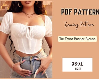 Woman Crop Top, Pattern Zip Back  xs-xl PDF Digital Pattern Teen Woman blouse, party wear