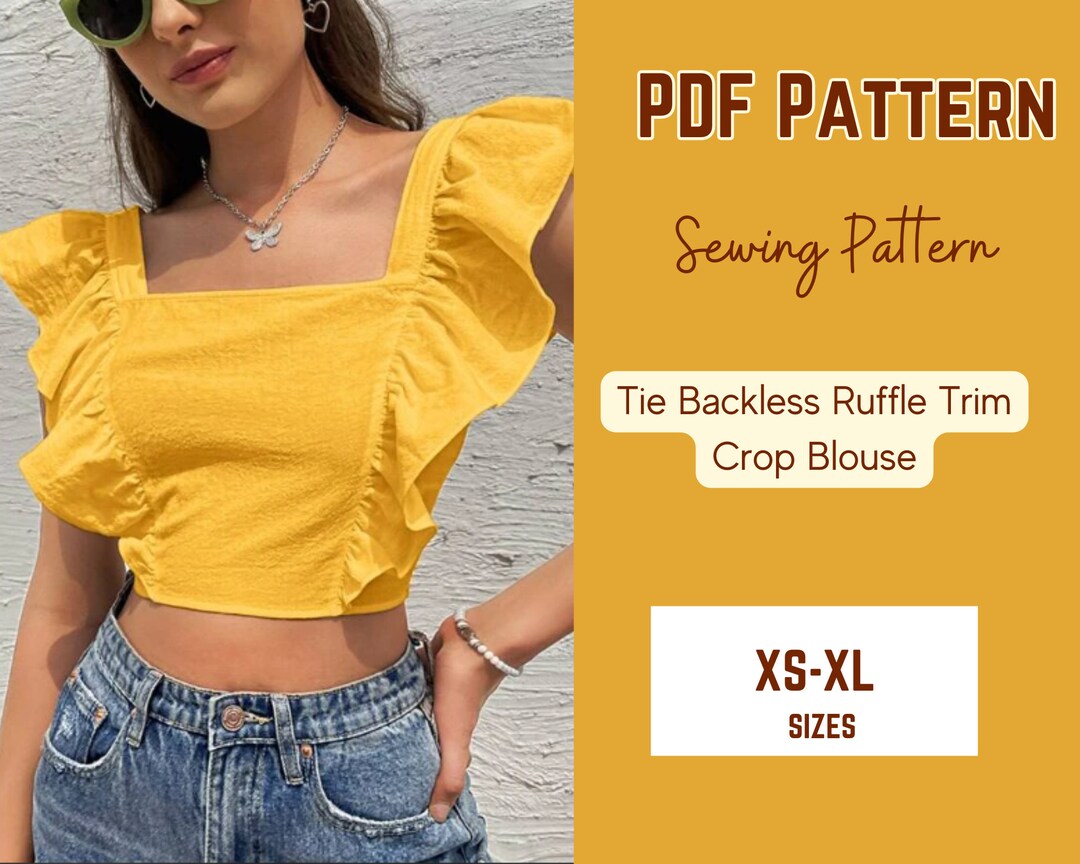 Tie Backless Top Sewing Pattern Ruffle Strap Blouse Girl Teen Etsy