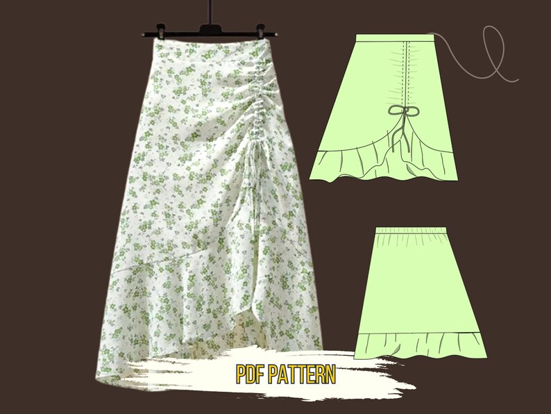 Outlay Template Ruffle Skirt Sewing Pattern, PDF Template,ruffle Hem, Drawstring Side,elastic ...