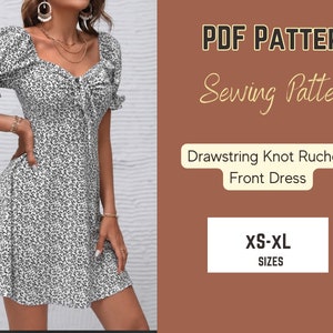 Dress Sewing Pattern, Sweetheart neck, PDF Party outfit, Teens, Puff Sleeved Dress XS-XXXXL, Milkmaid, Bustier
