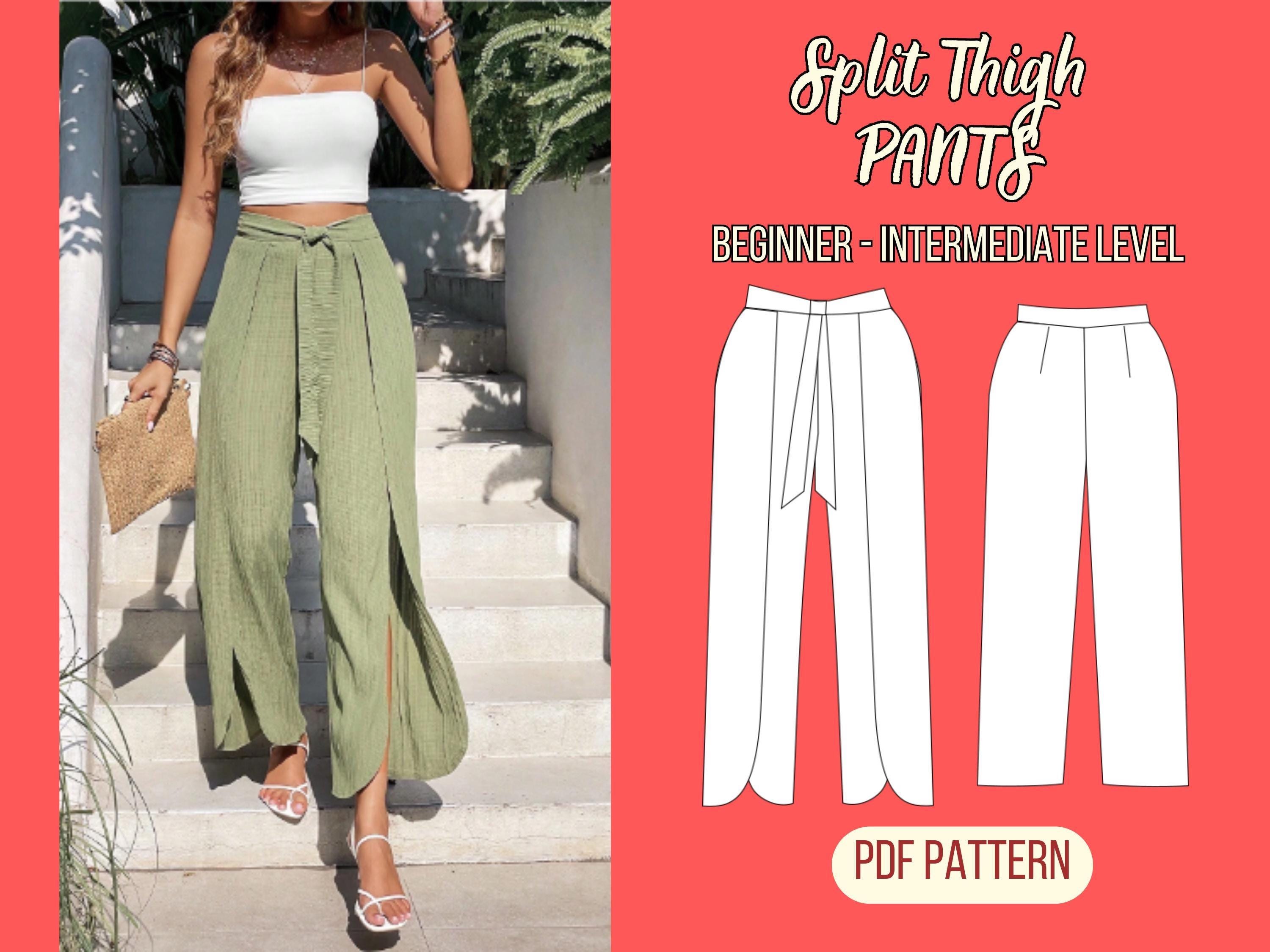 Wrap Pants Pattern Wide Leg Pants Split Thigh Sewing Digital