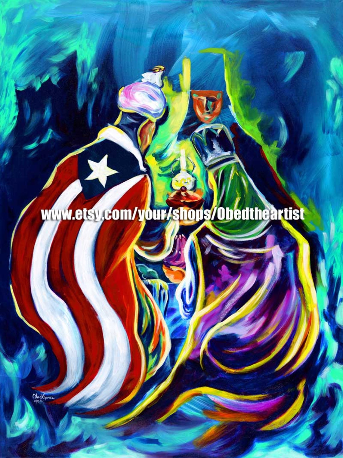Puerto Rico wall art Puerto Rican Flag Three Wise Men Art Etsy