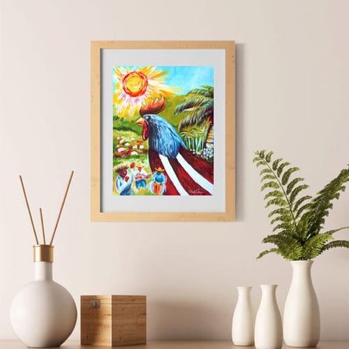 6005.Ron Matusalem.cats toasting Puerto Rico flag under moon.POSTER.Home art 6005.Ron Matusalem.cats toasting Puerto Rico flag under moon.POSTER.Home art