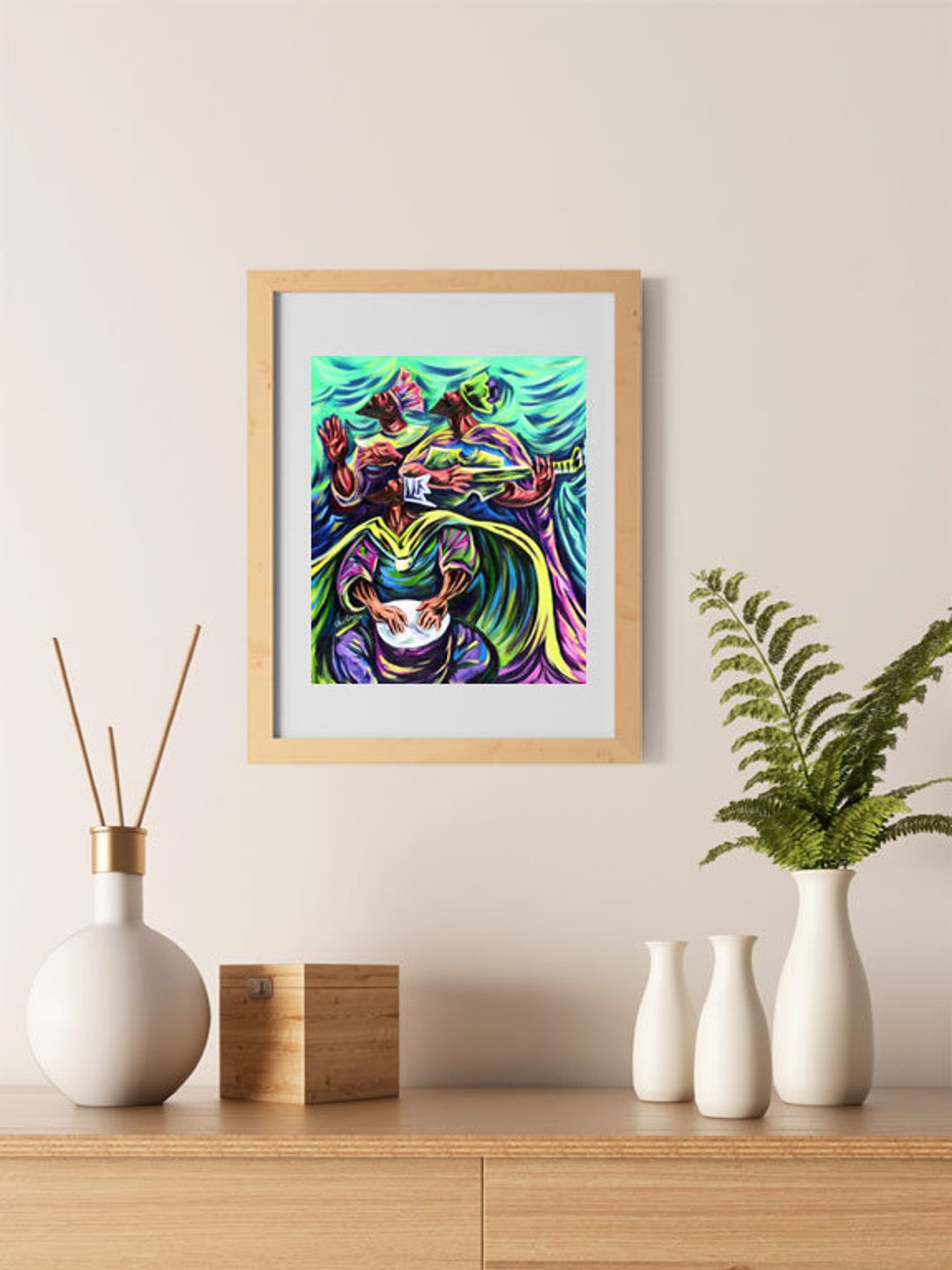 Adoracion Y Ritmo by Obed Art Print Ready to Be Framed Tree Kings Three ...