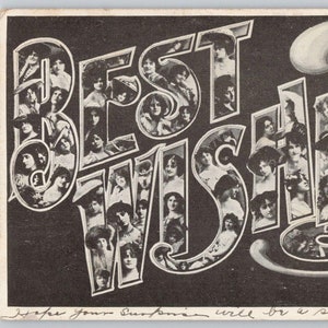 1907 Best Wishes Letter Postcard Victorian Ladies Posted Rising Sun MD Undivided