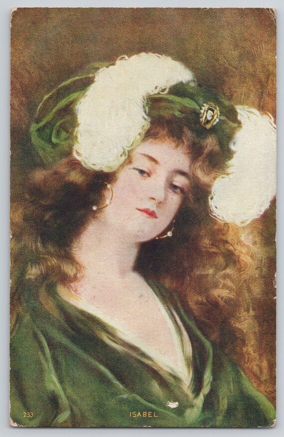 C1910s Victorian Lady Postcard Isabel 233 Redhead Green Dress Fancy Hat Unposted - Etsy C1910s Victorian Lady Postcard Isabel 233 Redhead Green Dress Fancy Hat Unposted - Etsy