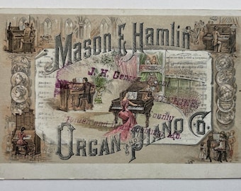 Antique Advertisement Trade Card Mason & Hamlin Organ Piano Co.