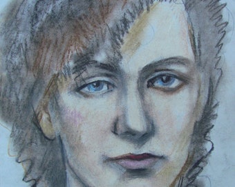 Portrait of a curly boy,Young Male portrait,Man portrait, Vintage portrait,Oil Portrait painting,Vintage Male Portrait Drawing