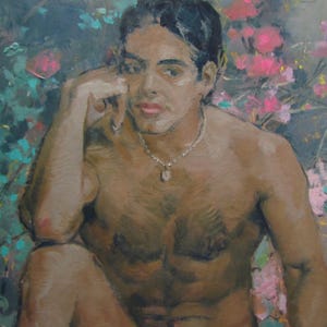 Naked male art painting,Nude male painting ,Young man,Male figure art,Male nude,Male portrait,Man on the move