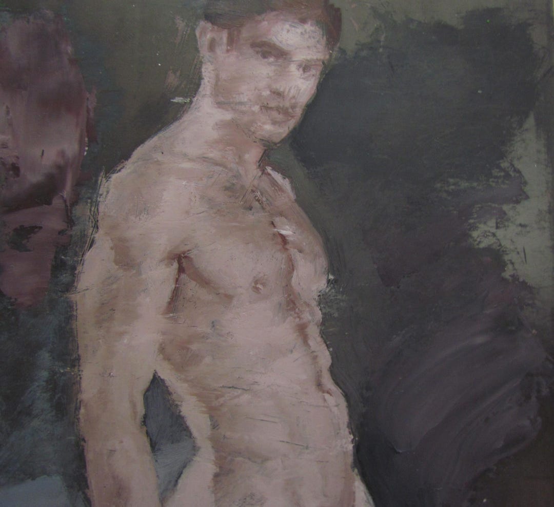 Naked Man Body Painting, Nude Male Figure Oil Painting,nude Man,nude