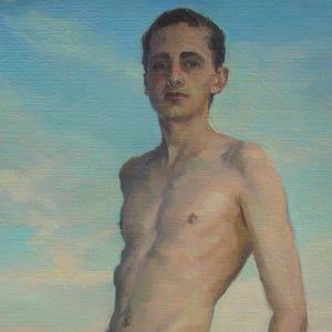 Lgbt painting,Nude male painting ,Young man,Male figure art,Male nude,Brunette portrait,Man on the move