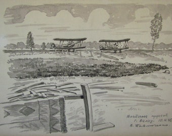 Aircraft drawing, Airplane artwork, Aviation Decor, Landscape drawing, Airplane Art, Aircraft drawing,Hang glider