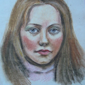 Female portrait, Woman portrait pastel, Female painting, Soviet portrait painting, Pastel portrait painting, Woman wall art image 3