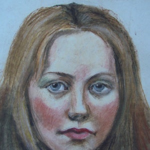 Ritratto femminile, Ritratto di donna pastello, Pittura femminile, Ritratto sovietico, Ritratto pastello, Arte da parete donna immagine 5