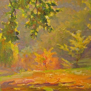 Peinture à l&#39;huile d&#39;automne, paysage d&#39;ukraine, peinture de contrejour, décoration murale d&#39;automne