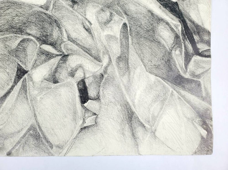 Original Abstract Graphite Drawing on Toned Paper - Etsy