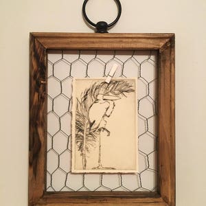 Limited Edition Drypoint Etching on Toned Paper of a Stork and a Feather