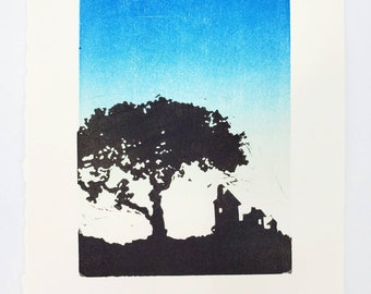 Original Tree Castle (4.625" x 6") Multi-Block Wood Engraving Print on Paper