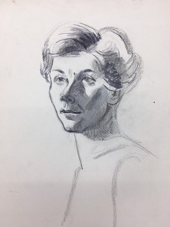 Original 10 X 14 Figure Study Graphite Drawing By 1950s Etsy