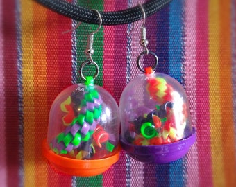 UFO toy capsule Rexlace confetti Halloween party dangle earrings